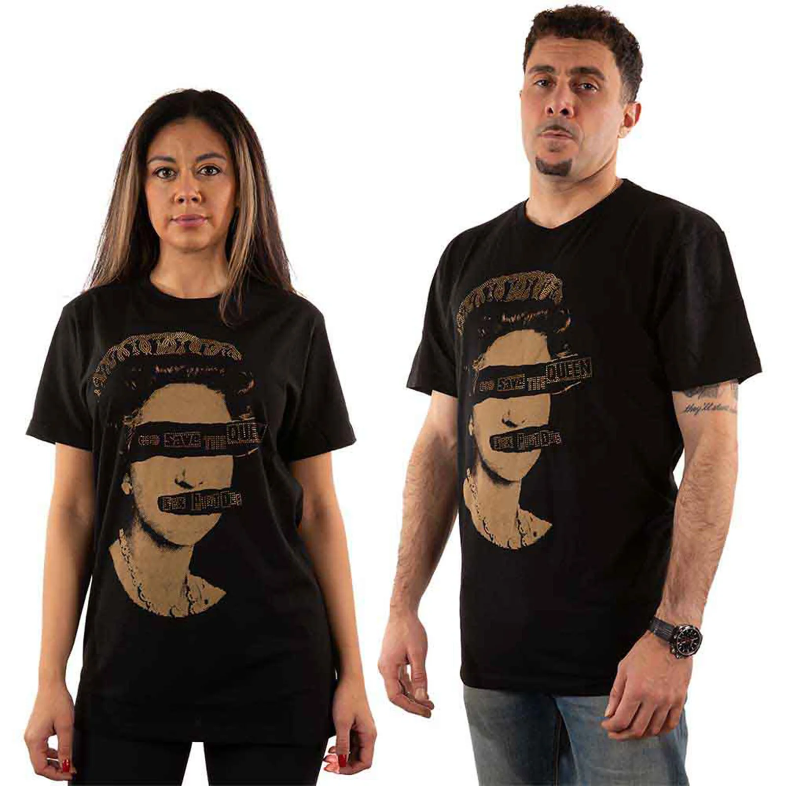 THE SEX PISTOLS - GOD SAVE THE QUEEN - T-Shirt Black (Embellished)