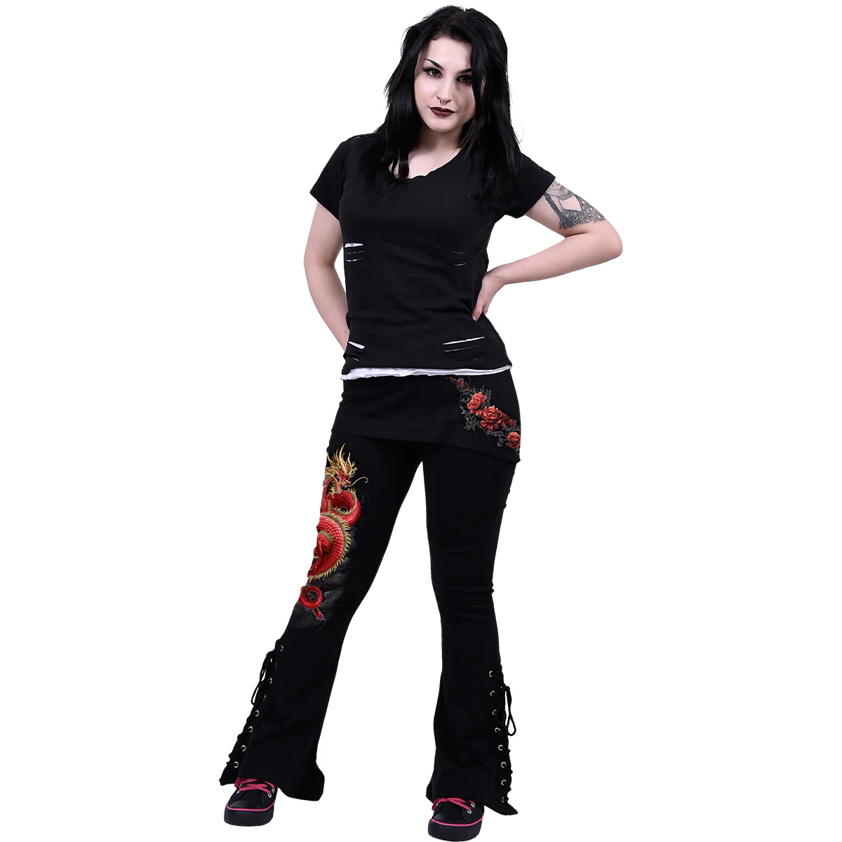 SHENLONG - 2in1 Boot-Cut Leggings with Micro Slant Skirt - Image 2