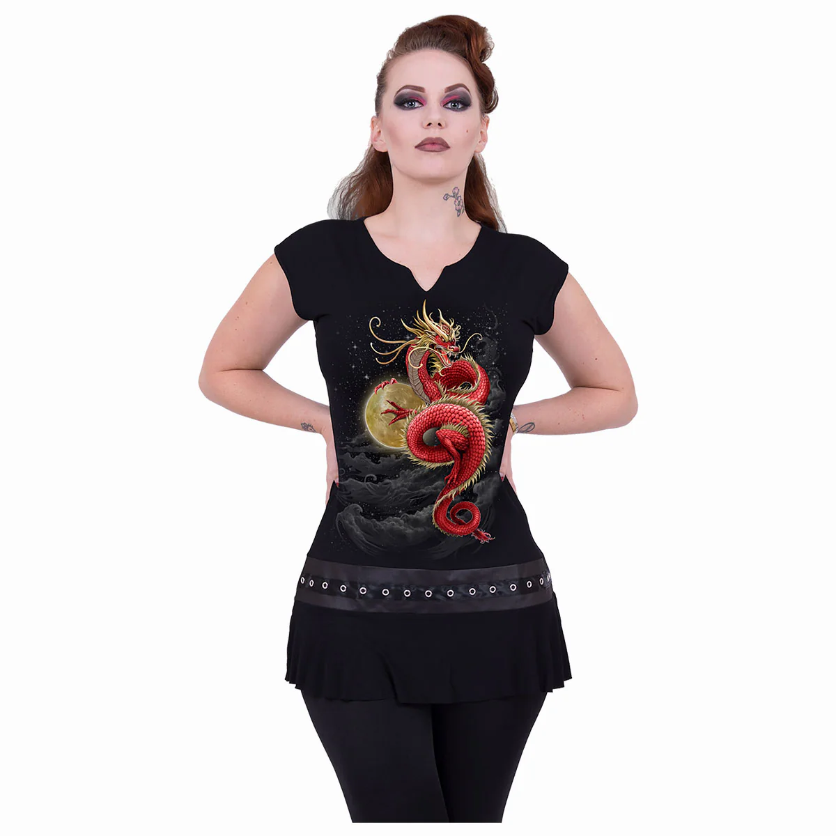 SHENLONG - Stud Waist Mini Dress Black - Image 2