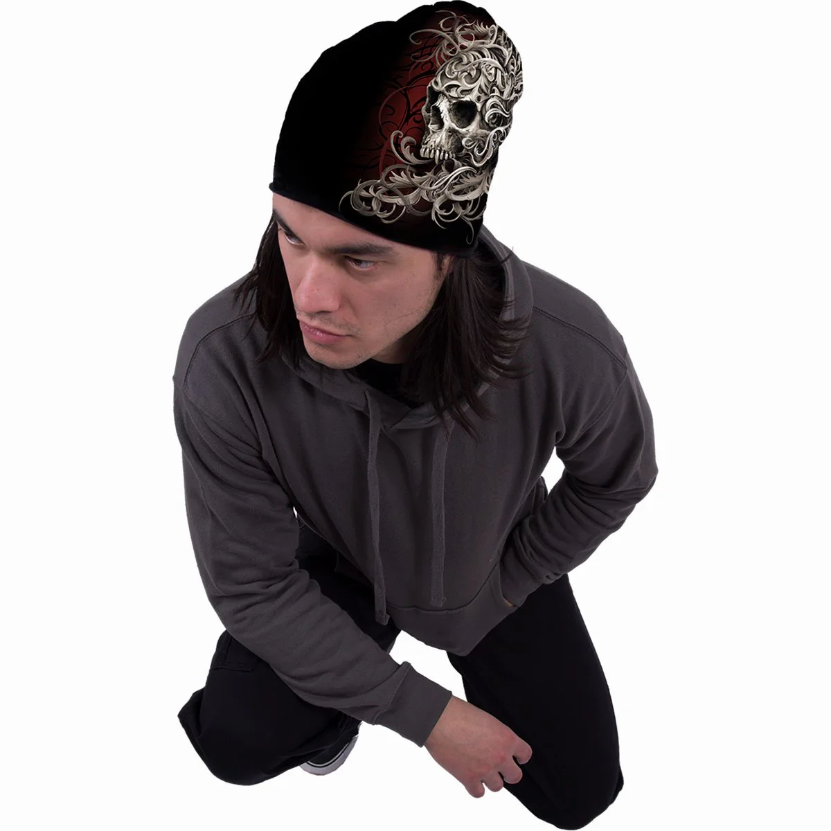 SKULL SHOULDER WRAP - Light Cotton Beanies Black - Image 3
