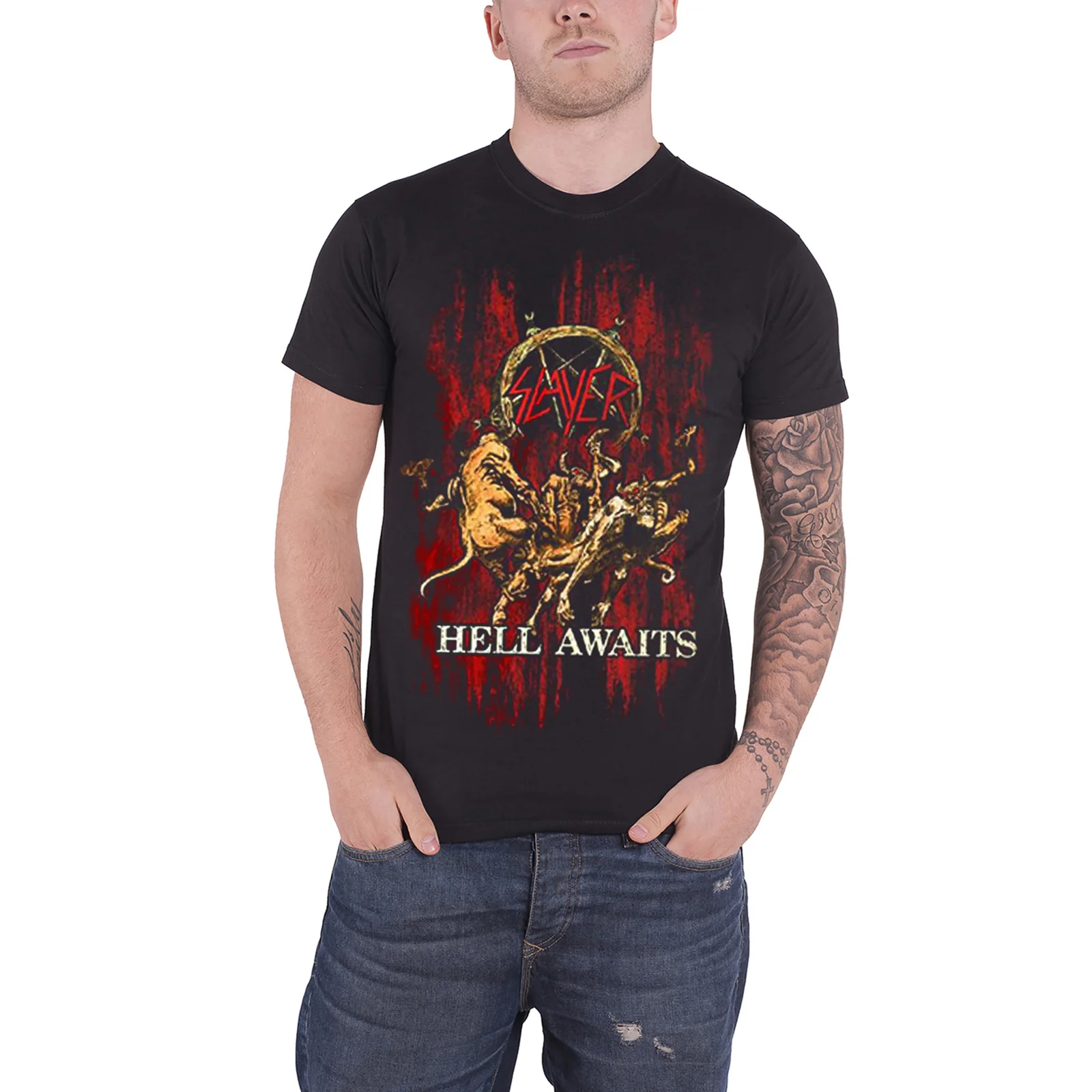 SLAYER - HELL AWAITS - T-Shirt Black - Image 2