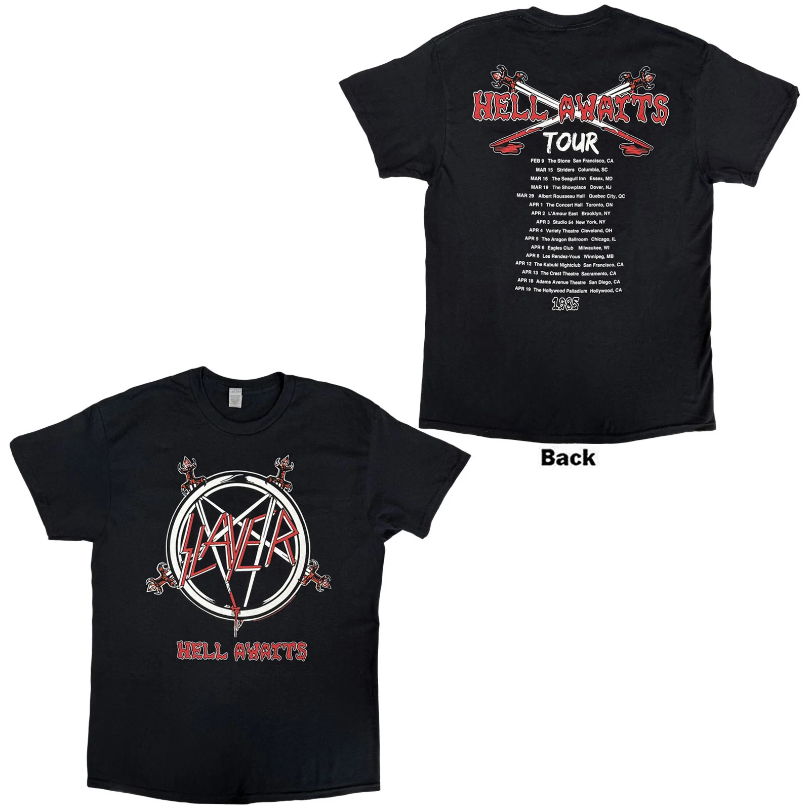 SLAYER - HELL AWAITS TOUR - T-Shirt Black (Back Print)