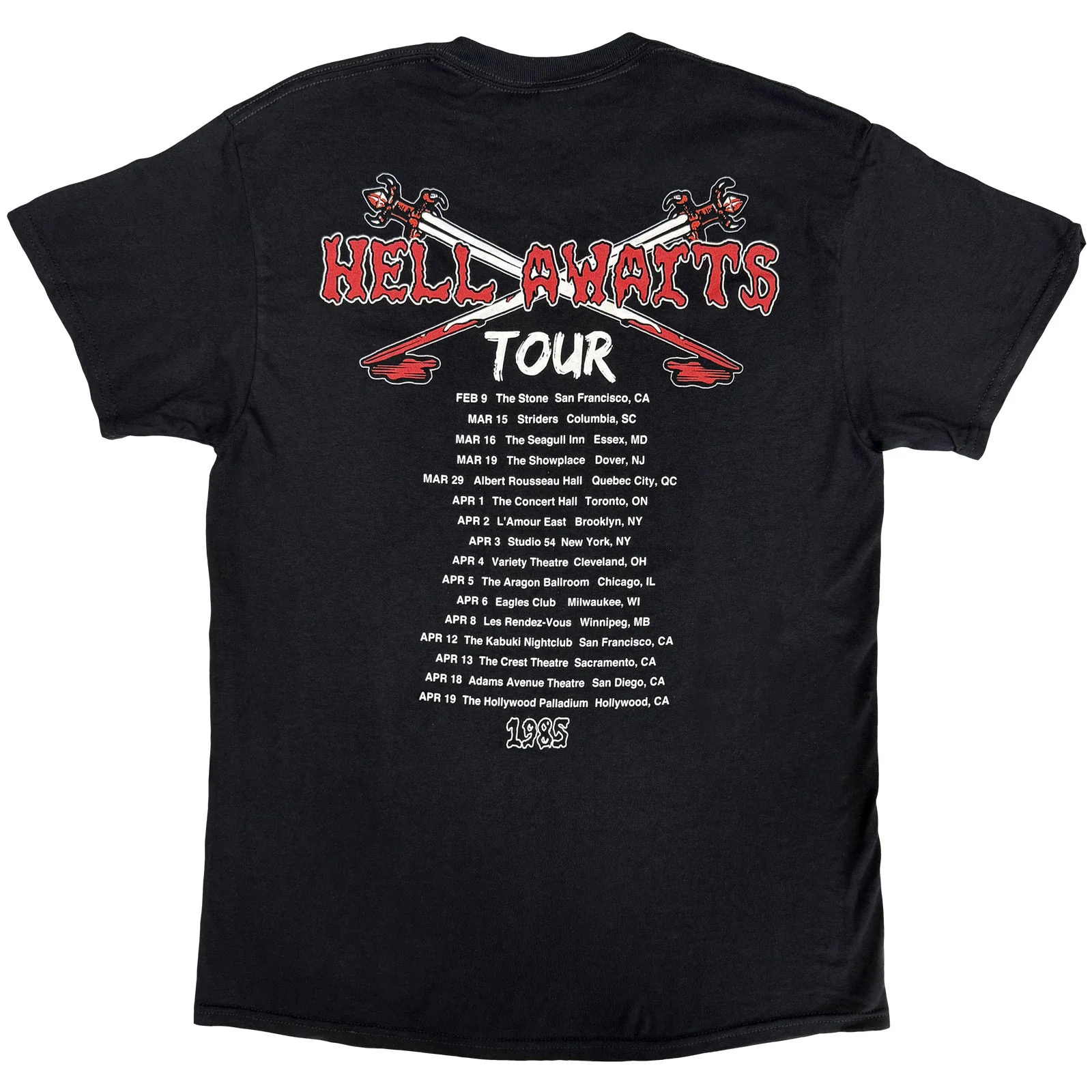 SLAYER - HELL AWAITS TOUR - T-Shirt Black (Back Print) - Image 2