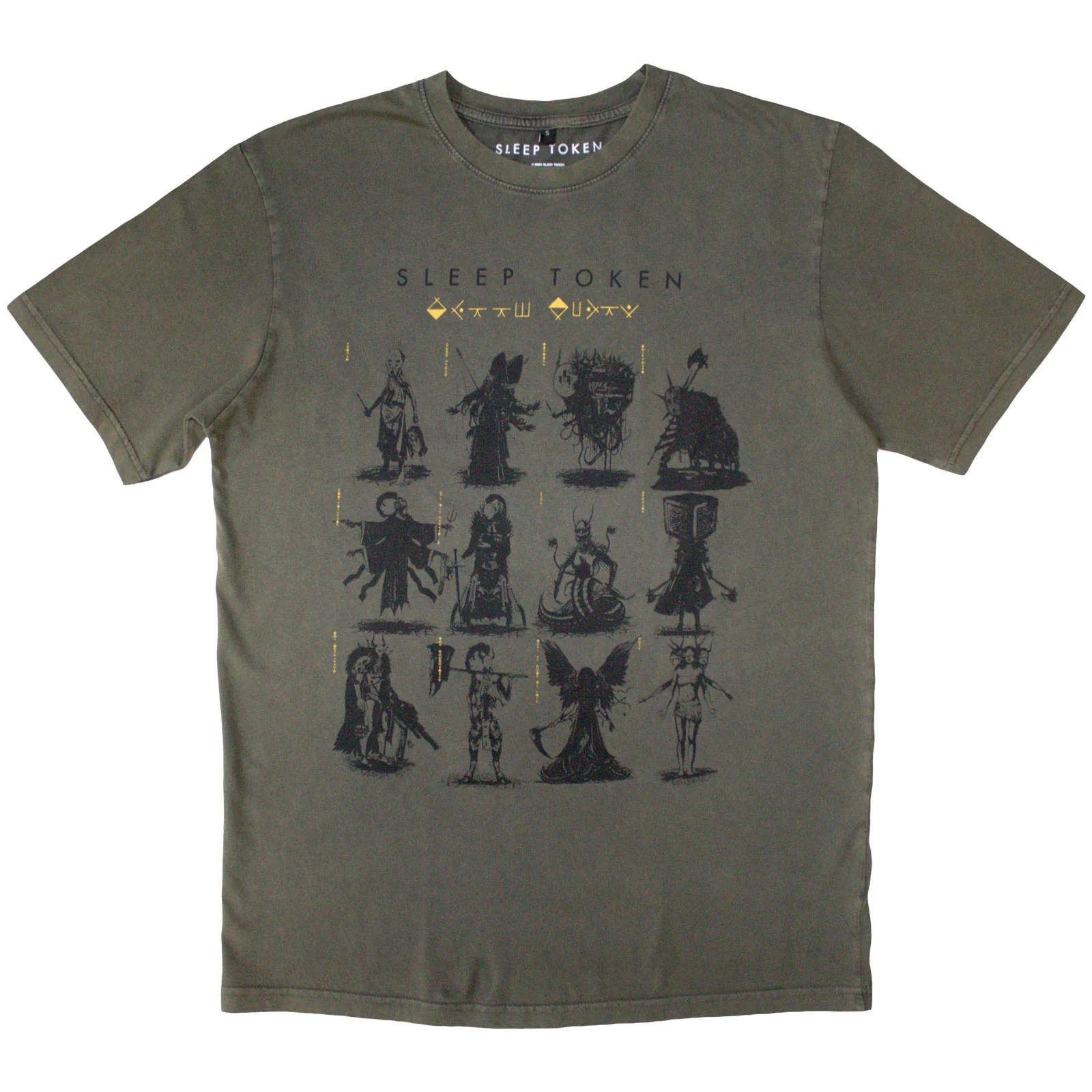 SLEEP TOKEN - GRID - Stone Wash T-Shirt Green
