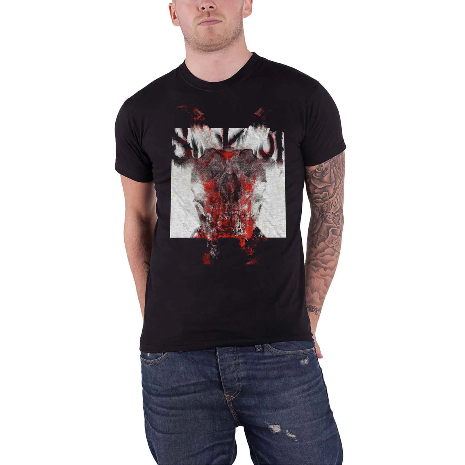 SLIPKNOT - DEVIL SINGLE - LOGO BLUR - T-Shirt Black (Back Print) - Image 3