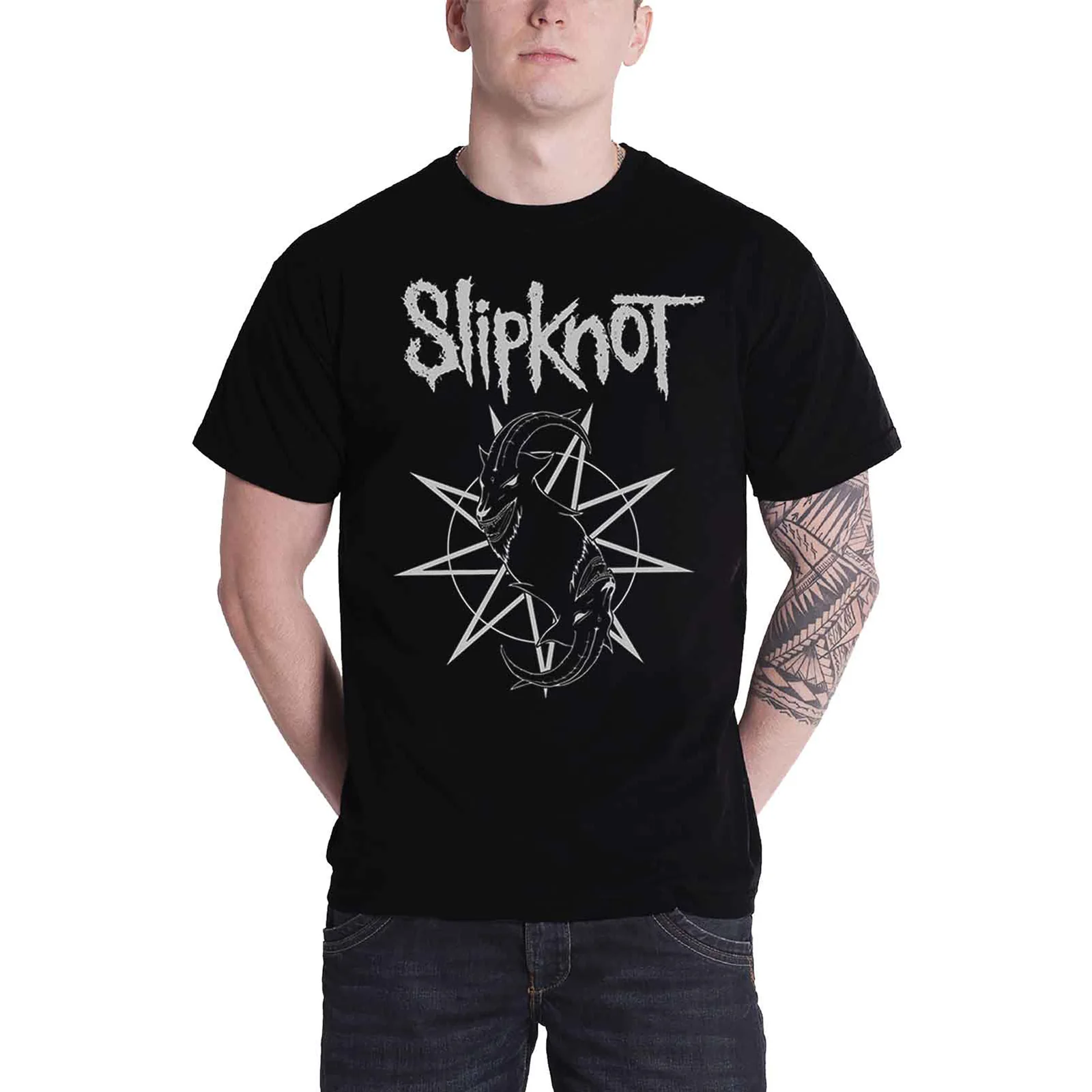 SLIPKNOT - GOAT STAR LOGO - T-Shirt Black (Back Print) - Image 3
