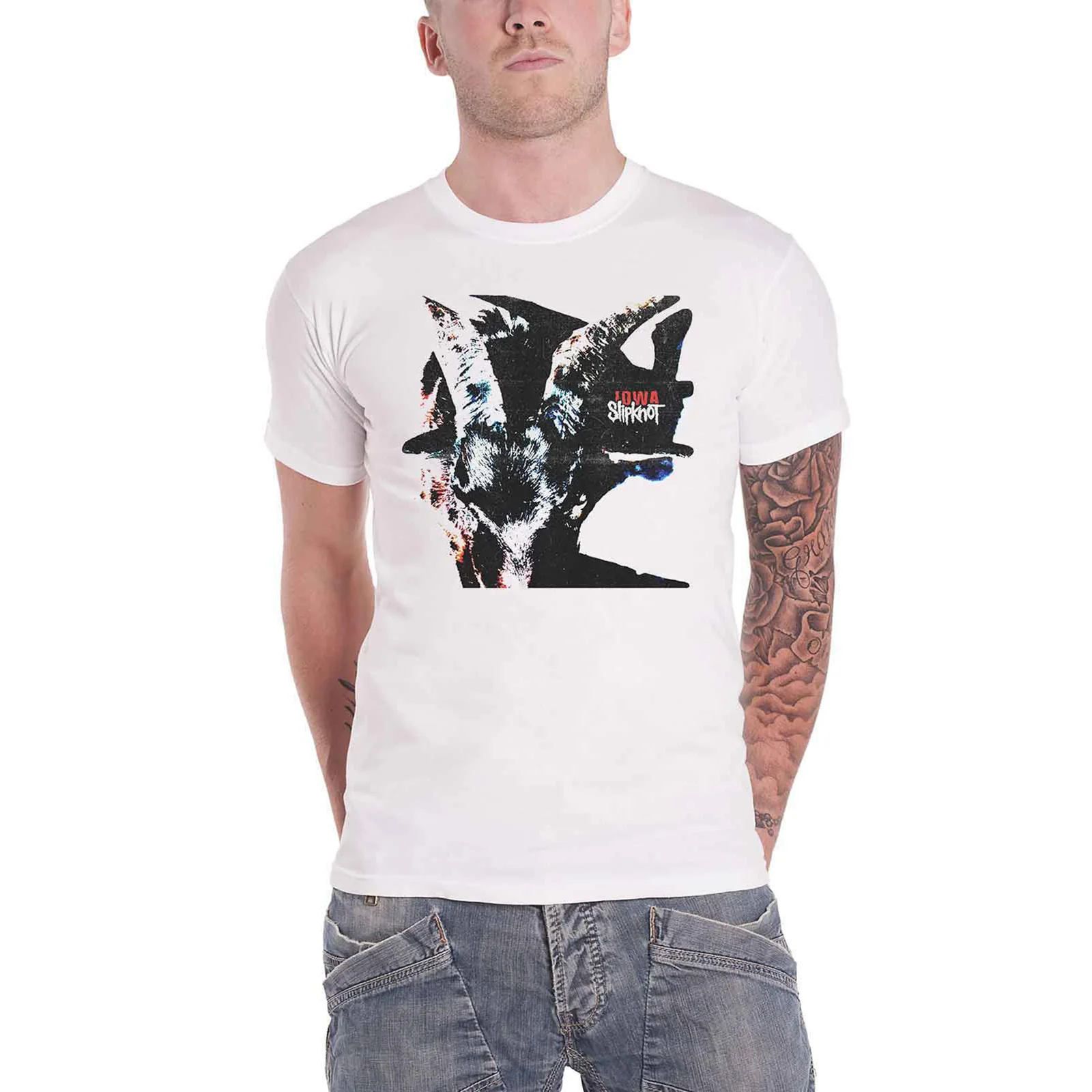 SLIPKNOT - IOWA GOAT SHADOW - T-Shirt White (Back Print) - Image 3