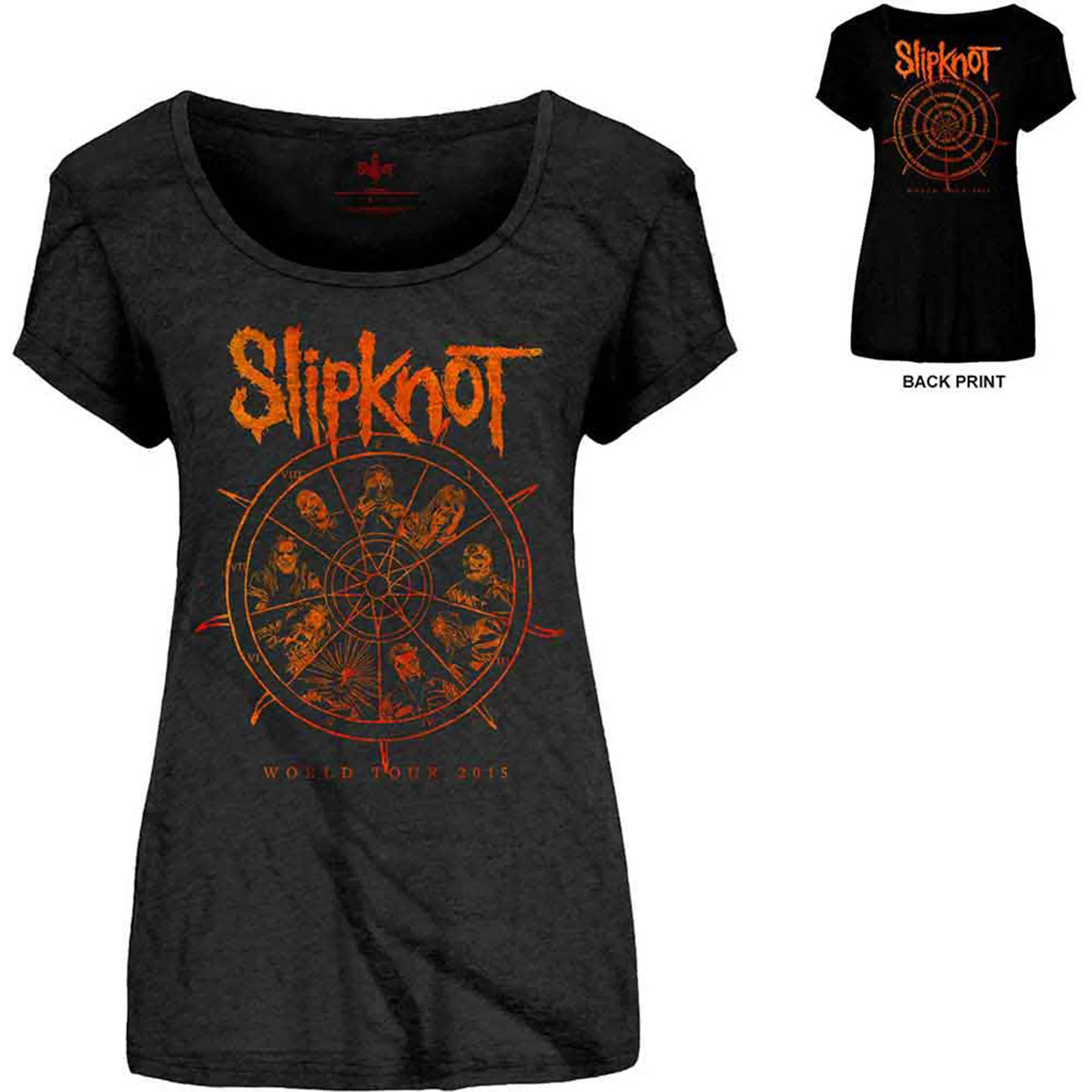 SLIPKNOT - THE WHEEL - Ladies T-Shirt Black (Back Print) - Image 2