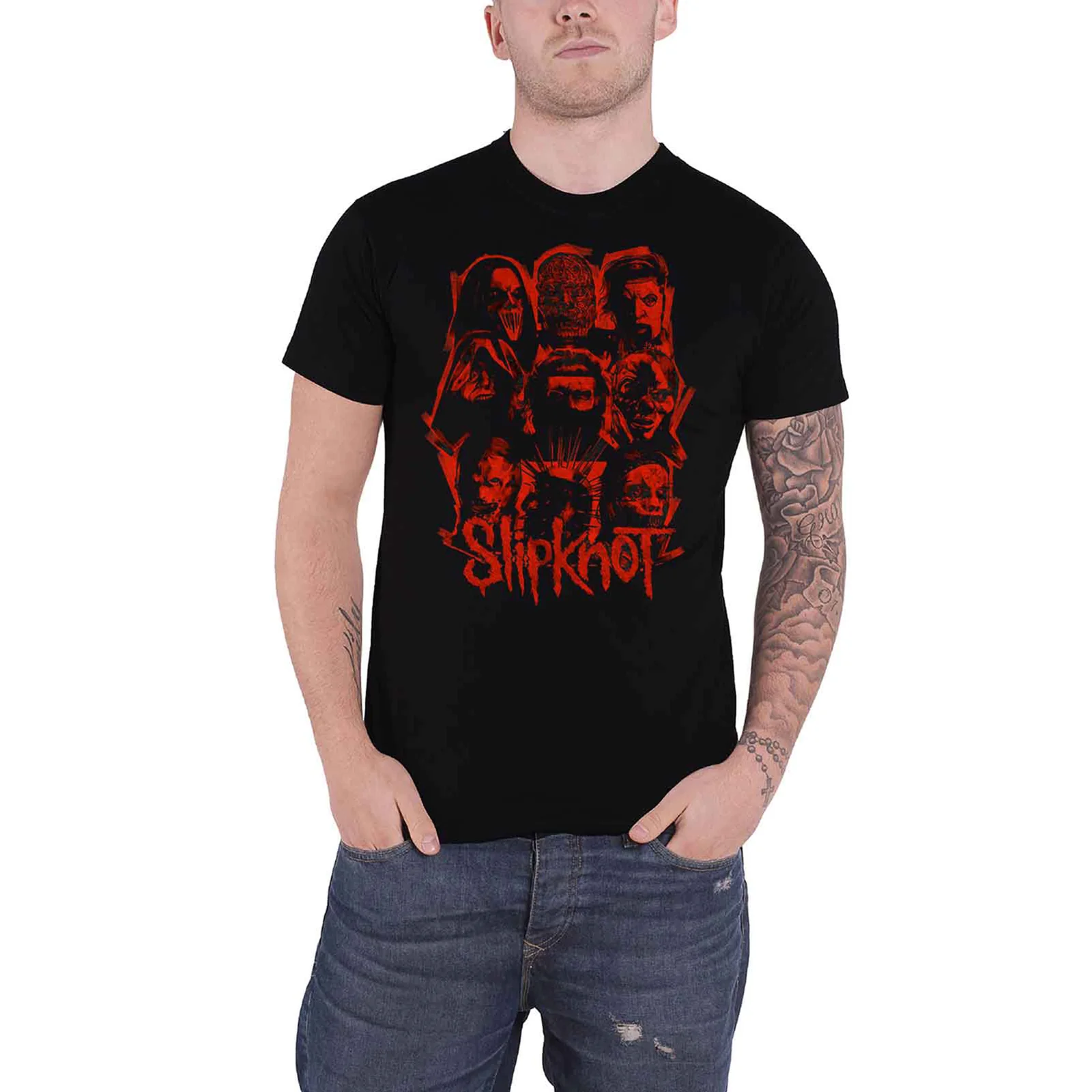 SLIPKNOT - WANYK RED PATCH - T-Shirt Black (Back Print) - Image 3