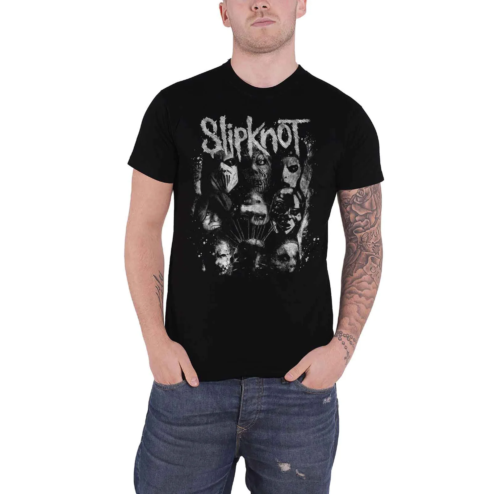 SLIPKNOT - WANYK WHITE SPLATTER - T-Shirt Black (Back Print) - Image 2