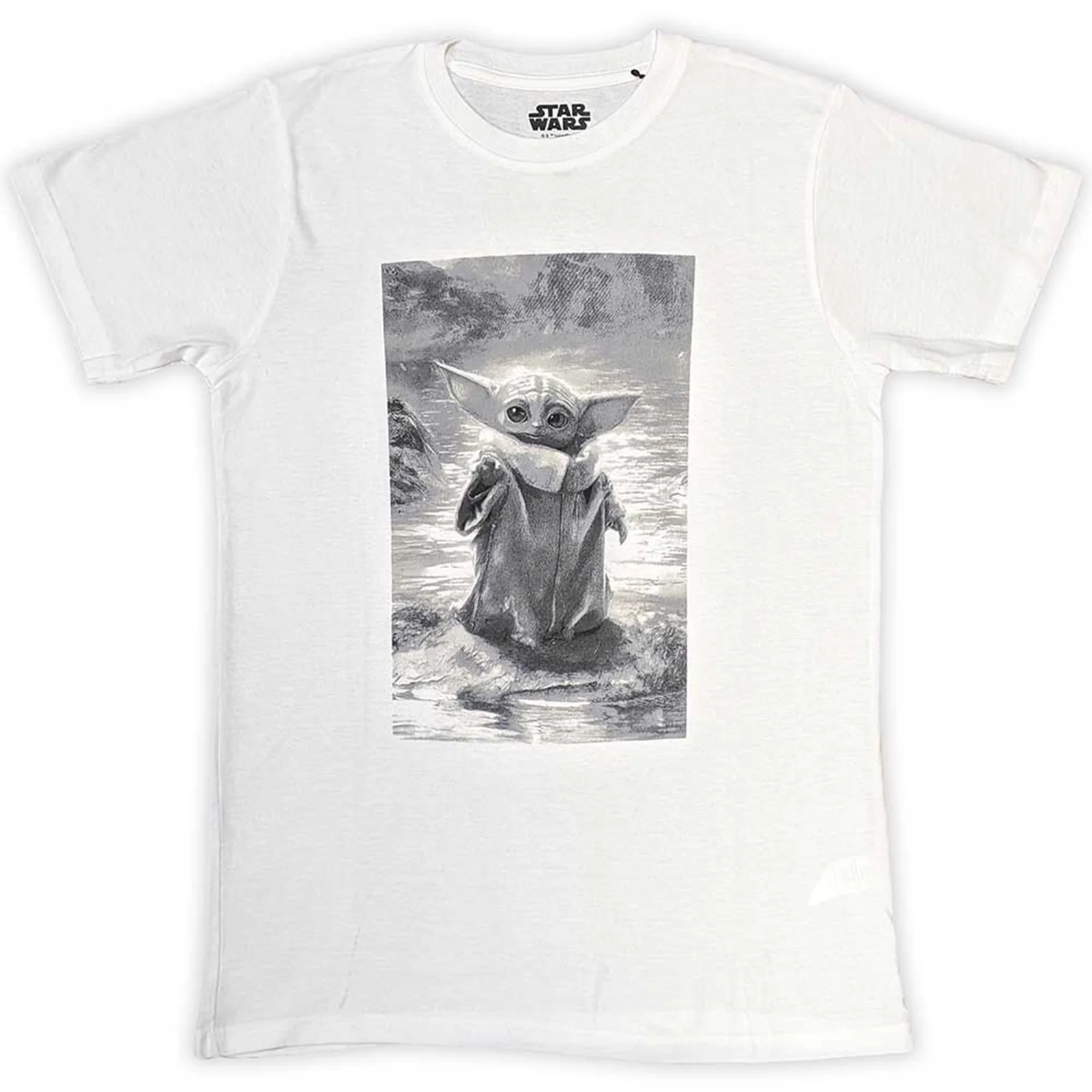 STAR WARS - THE MANDALORIAN GROGU B&W - T-Shirt White