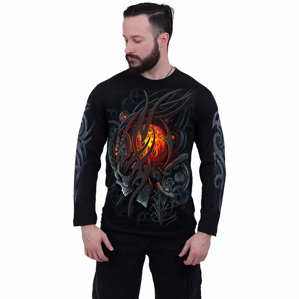 STEAMPUNK SKULL - Longsleeve T-Shirt Black - Image 3