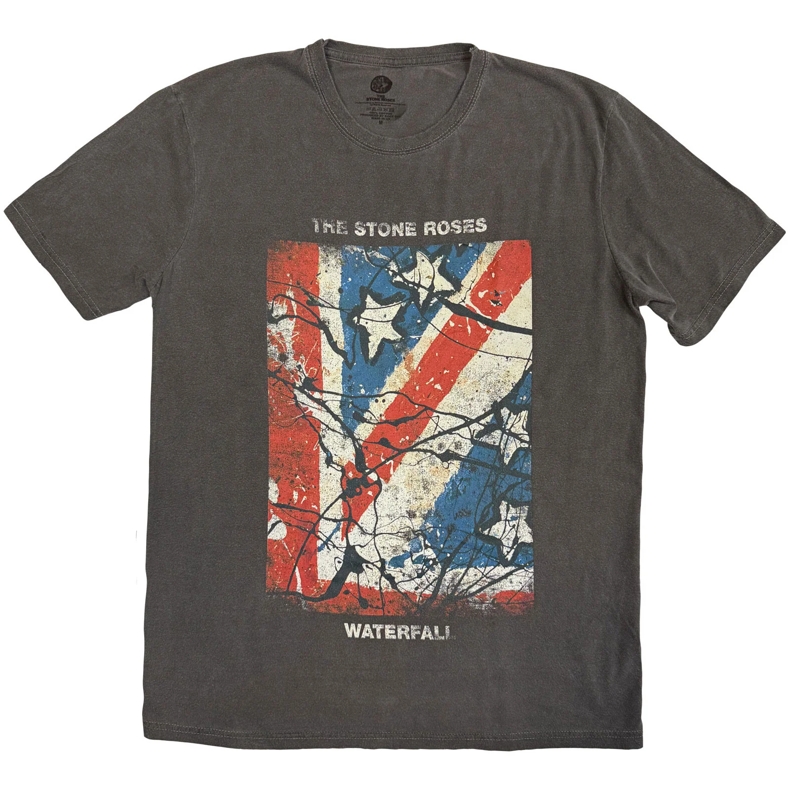 THE STONE ROSES - WATERFALL JUMBO-PRINT STONE WASH - Stone Wash T-Shirt Grey