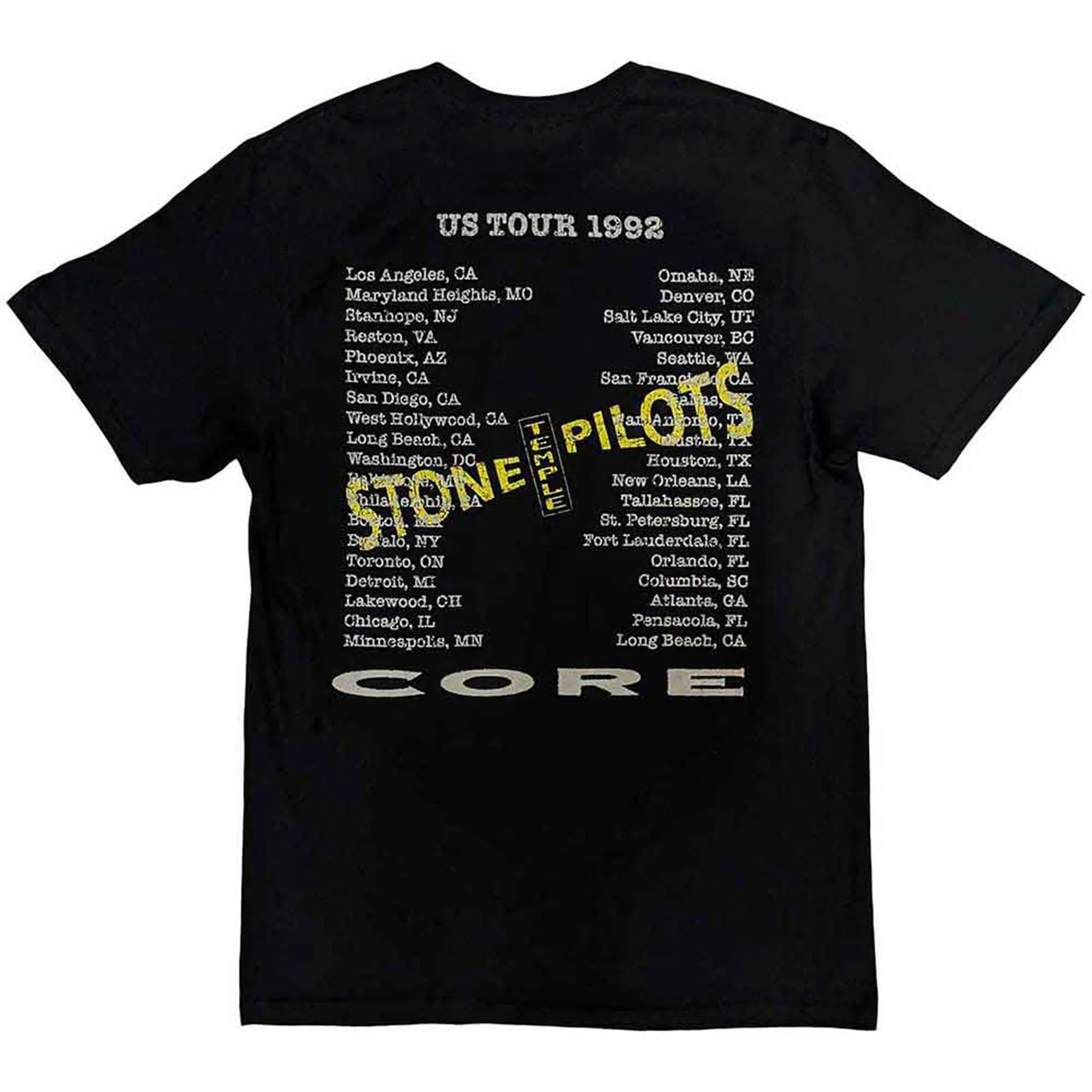 STONE TEMPLE PILOTS - CORE US TOUR '92 - T-Shirt Black (Back Print) - Image 2