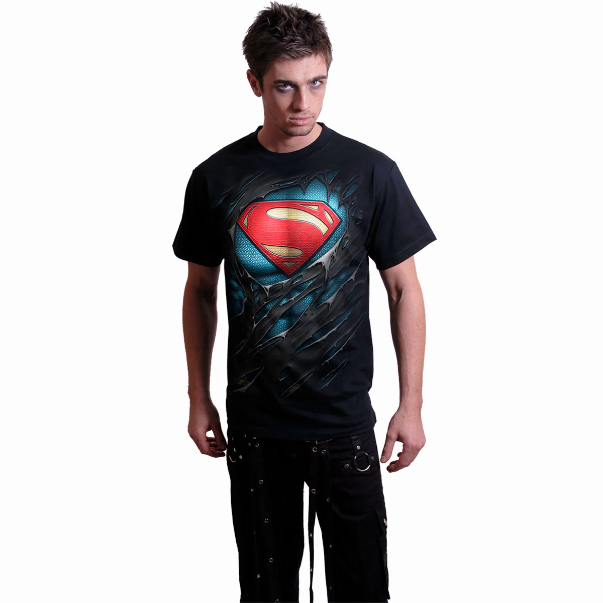 SUPERMAN - RIPPED - T-Shirt Black - Image 3