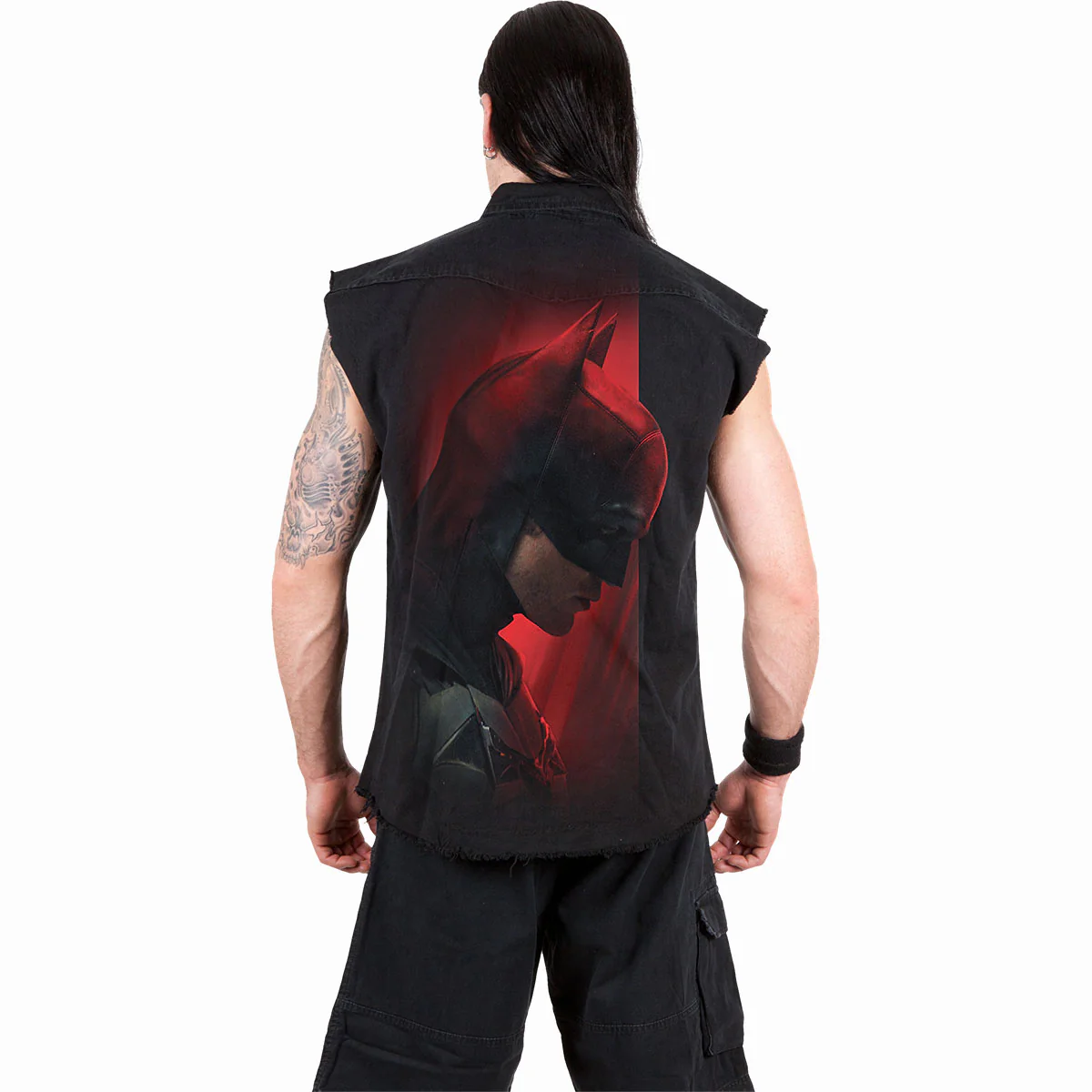 THE BATMAN - PROFILE LOGO - Sleeveless Stone Washed Worker Black - Image 3