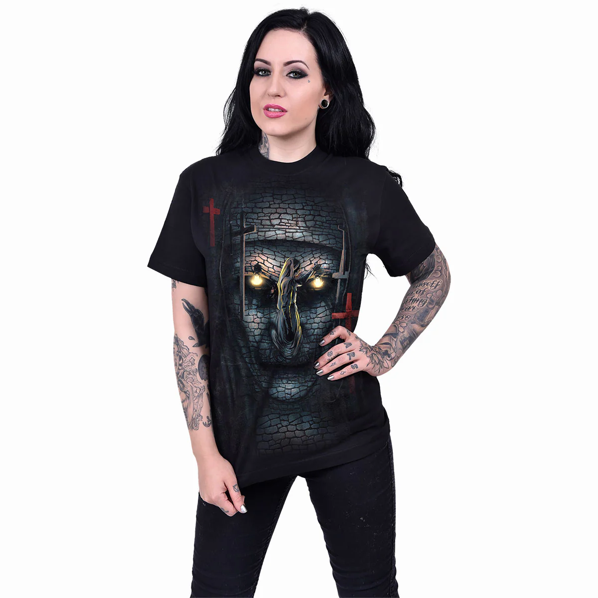 THE NUN - SKULL ILLUSION - T-Shirt Black - Image 3