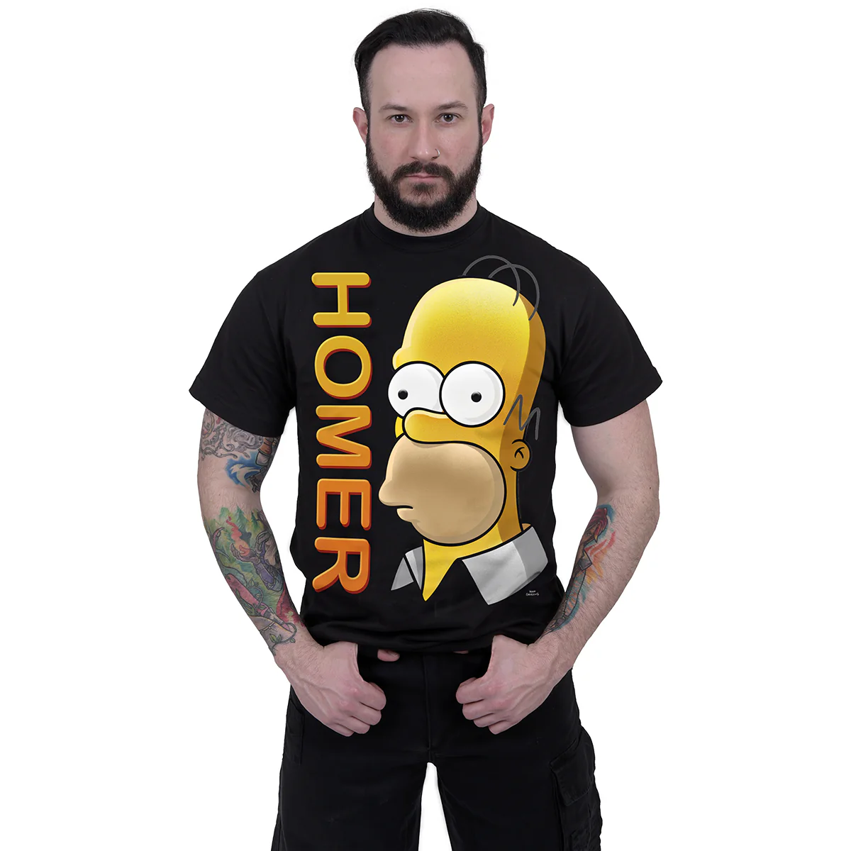 THE SIMPSONS - HOMER PORTRAIT - Front Print T-Shirt Black - Image 2