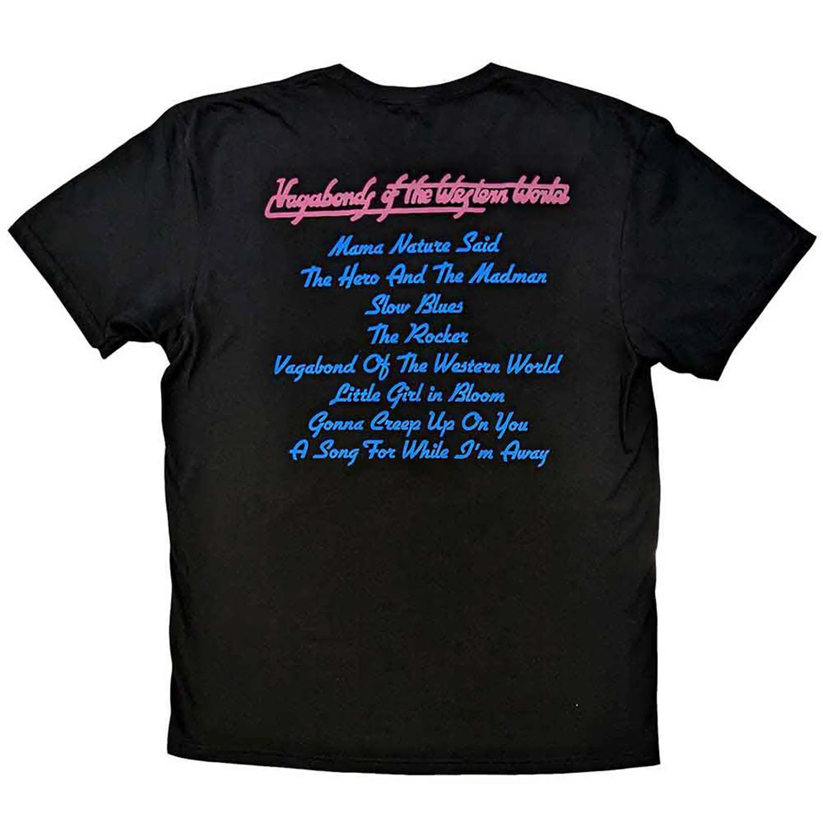 THIN LIZZY - VAGABONDS OF THE WESTERN WORLD TRACKLIST - T-Shirt Black (Back Print) - Image 2