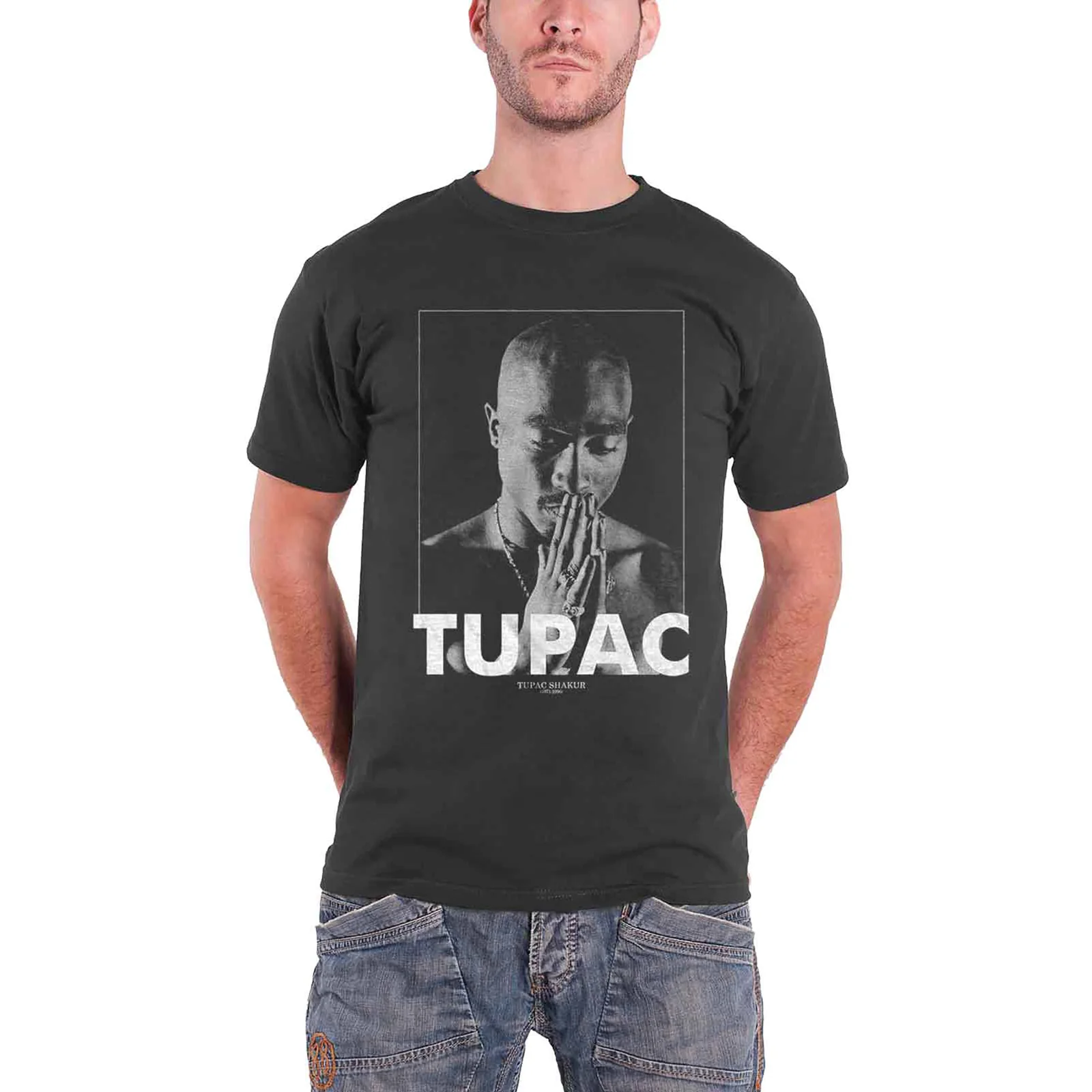 TUPAC - PRAYING - T-Shirt Grey - Image 2
