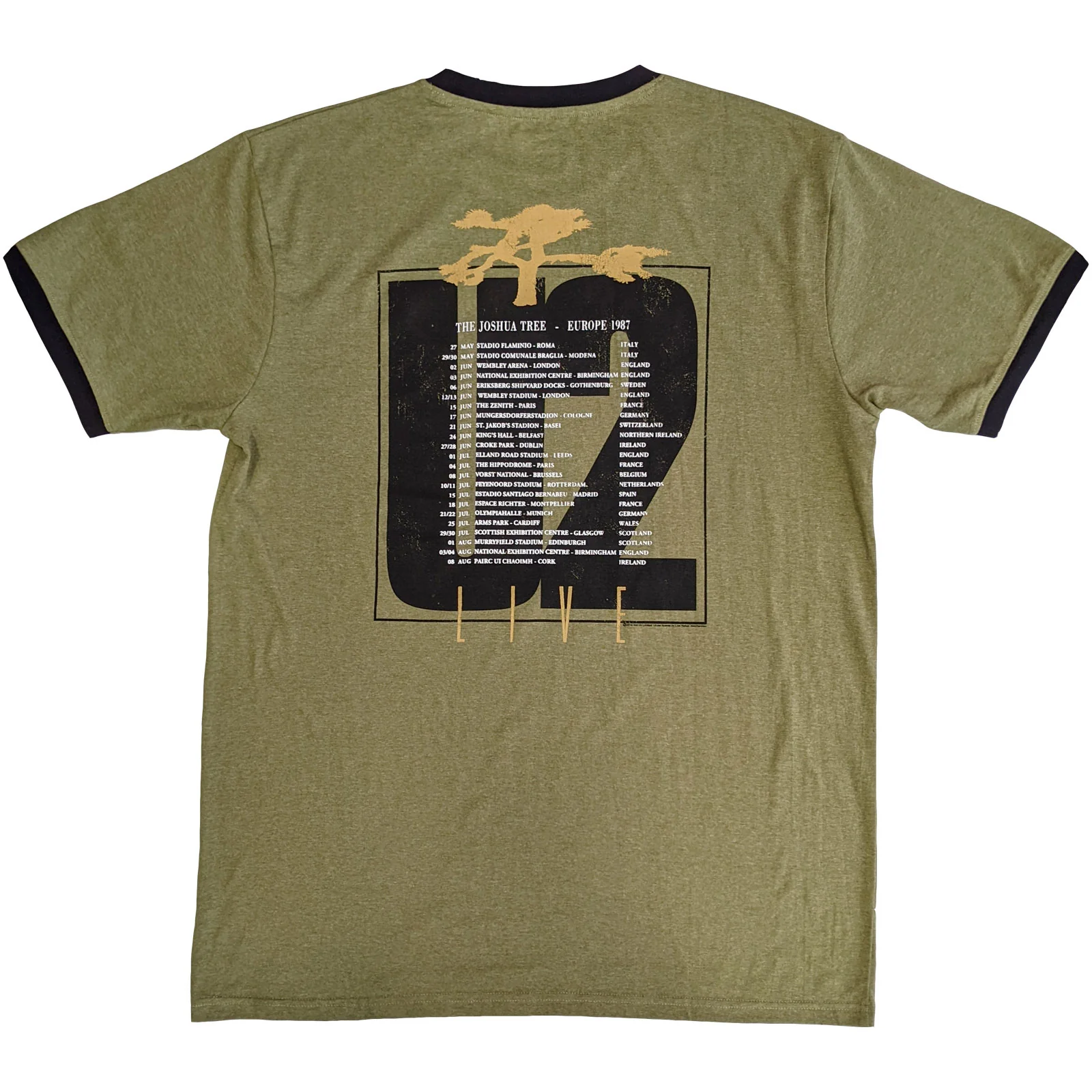 U2 - JOSHUA TREE EUROPE 1987. - Ringer T-Shirt Green (Back Print) - Image 2