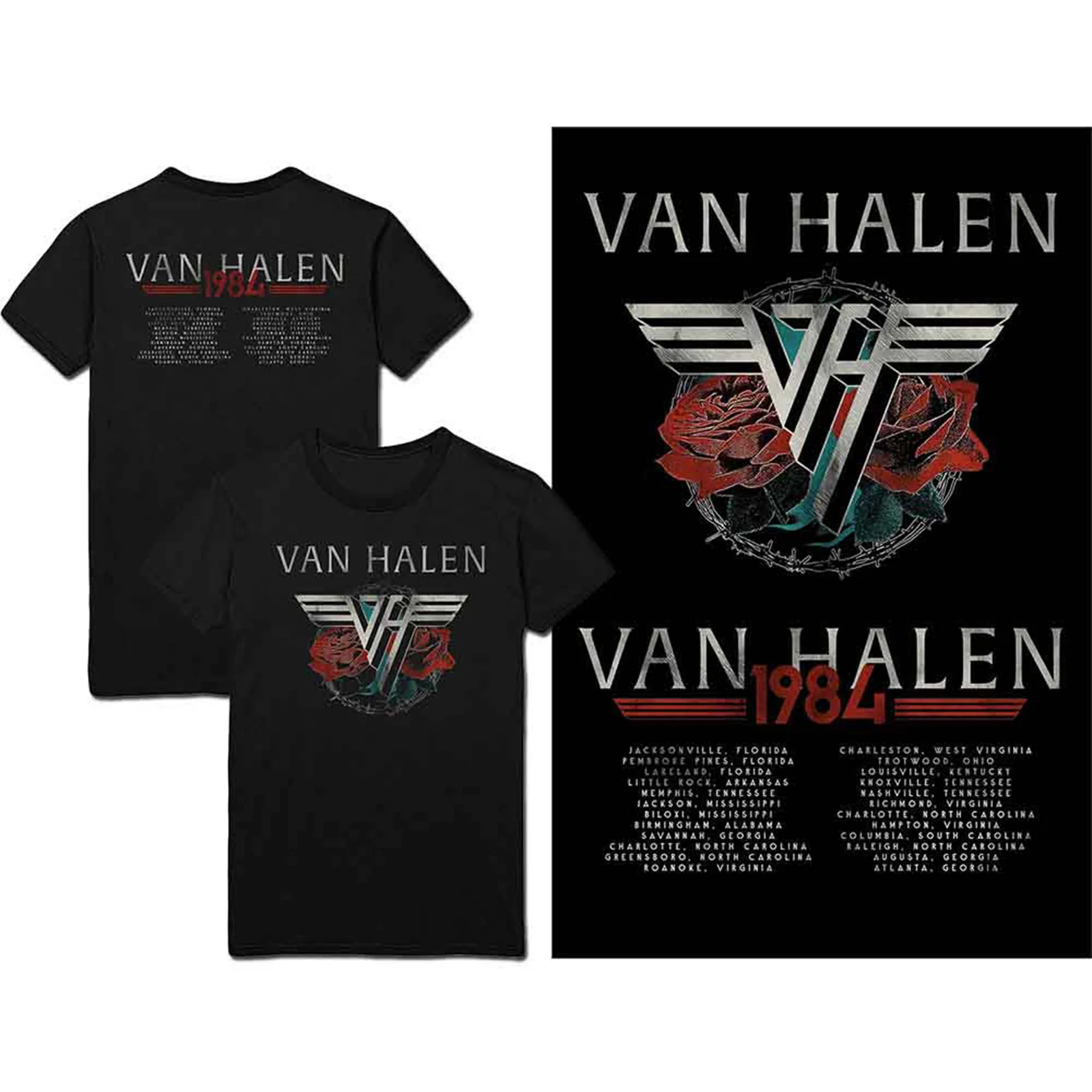 VAN HALEN - 84 TOUR - T-Shirt Black (Back Print) - Image 2