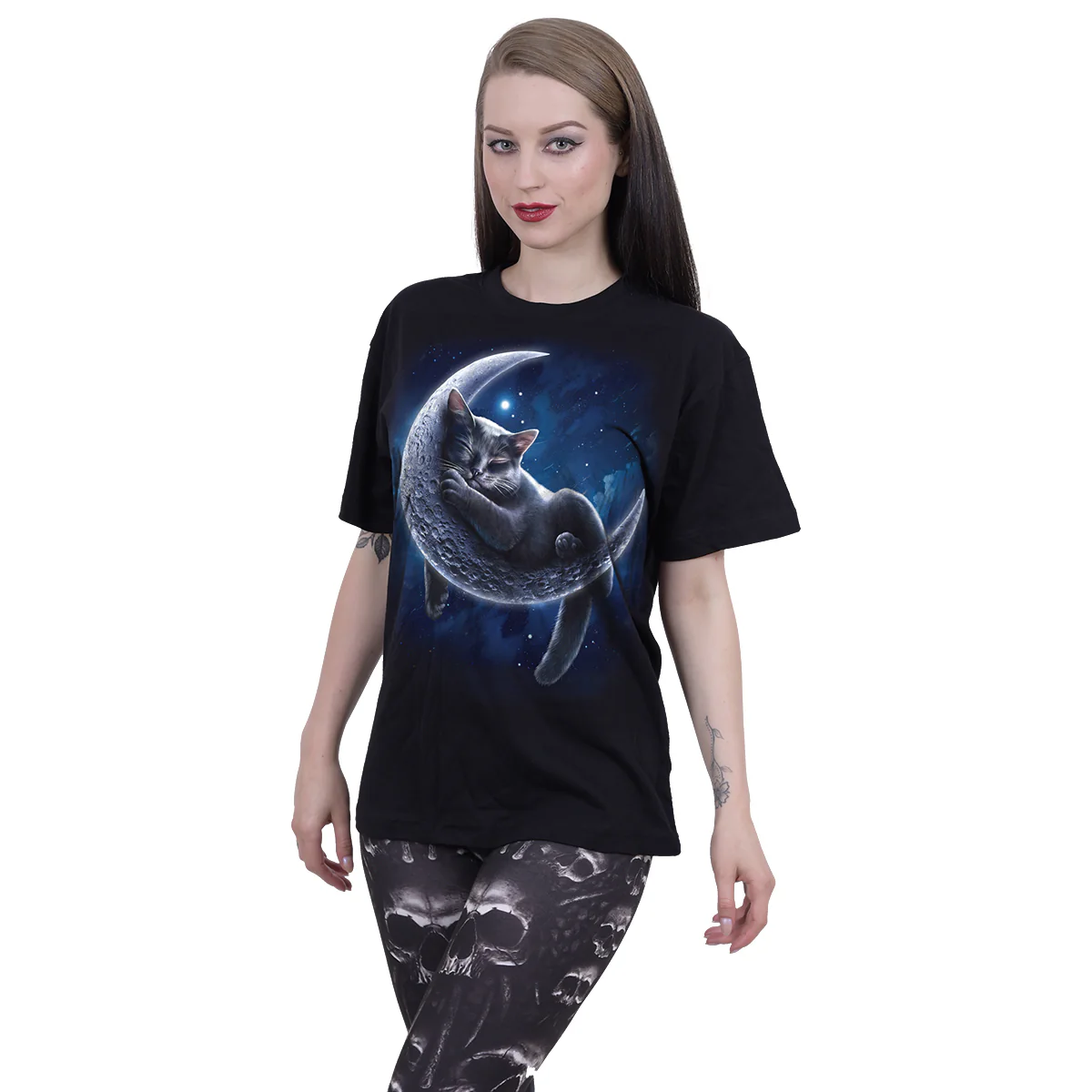 VELVET MOON - Front Print T-Shirt Black - Image 2