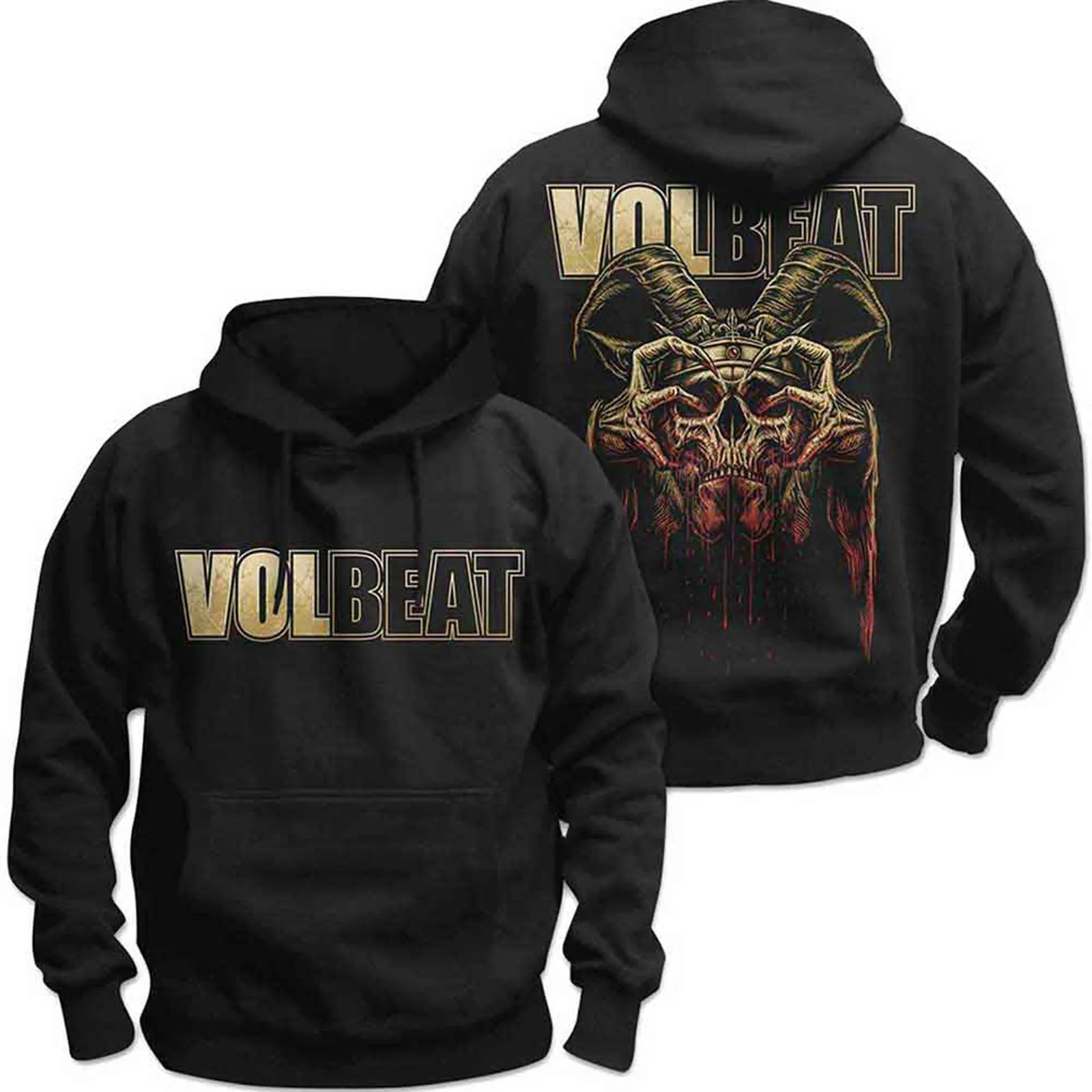 VOLBEAT - BLEEDING CROWN SKULL - Pullover Hoodie Black (Back Print) - Image 2