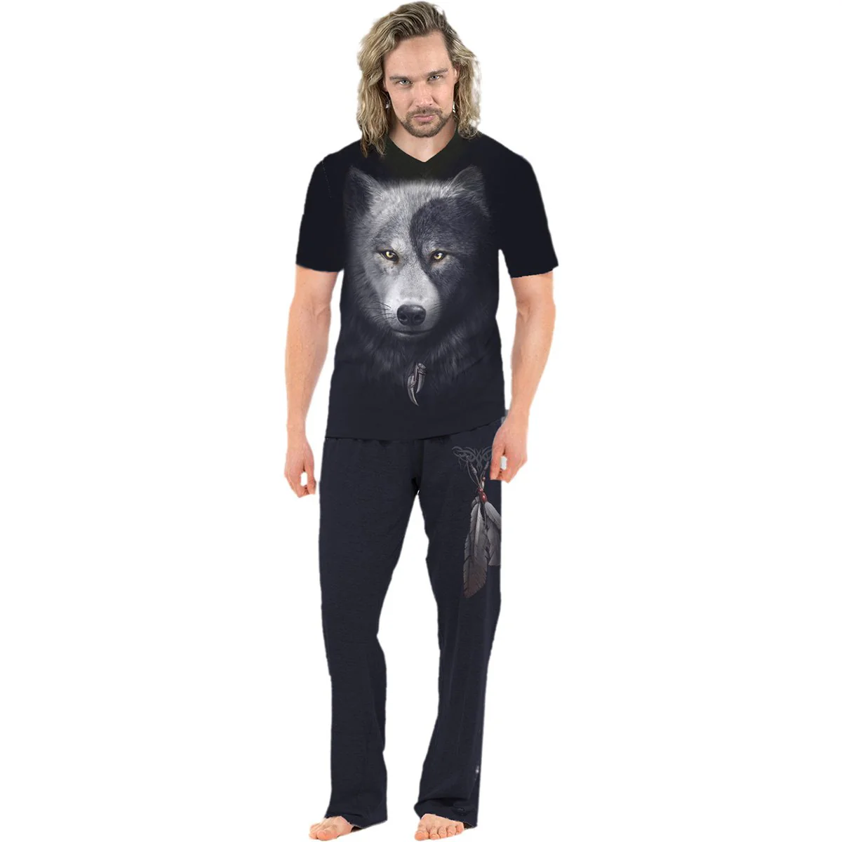 WOLF CHI - 4pc Mens Gothic Pyjama Set - Image 3