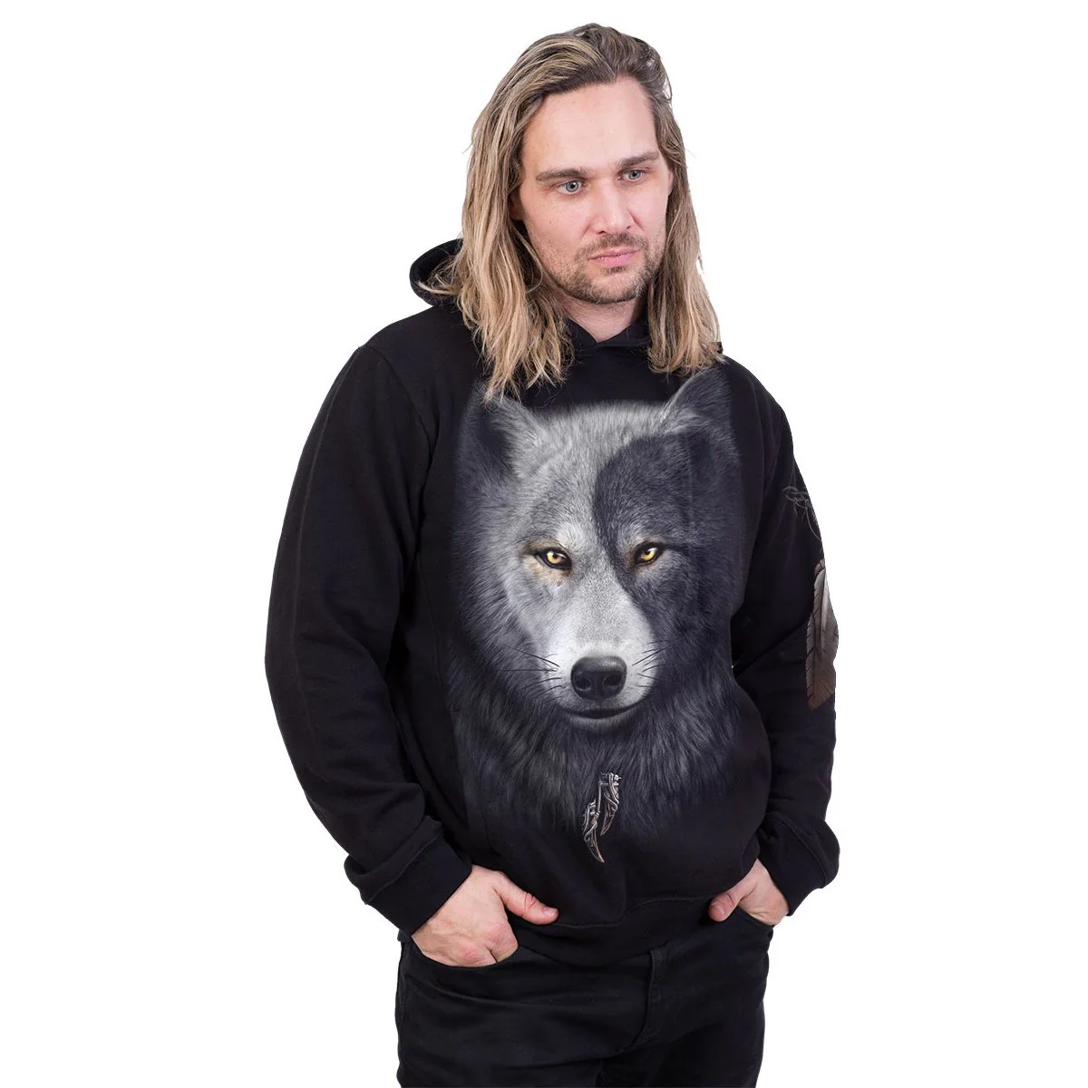 WOLF CHI - Side Pocket Hoody Black - Image 3
