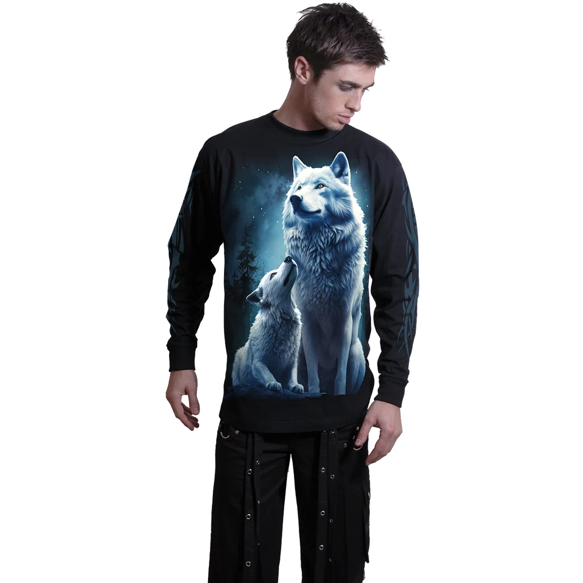 WOLF GUARDIAN - Longsleeve T-Shirt Black - Image 3
